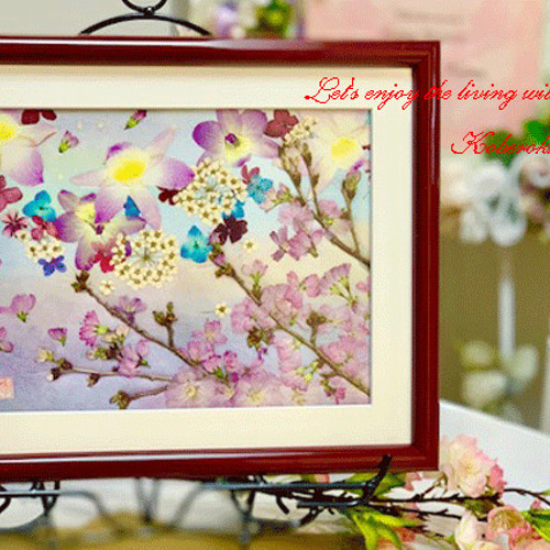 穏やかな春に舞う桜の押し花アート額 その他アート 神戸六甲