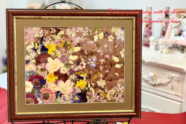 押し花アート❀広場の花屋さん❀押し花額 絵画 アート