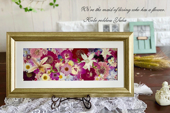 美品　押し花アート額 本物の押し花がぎっしり入っている押し花アート額 02 その他