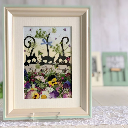 招き猫様専用 ふしぎな花倶楽部 押し花額 60 ☆押し花風景画☆ふしぎ