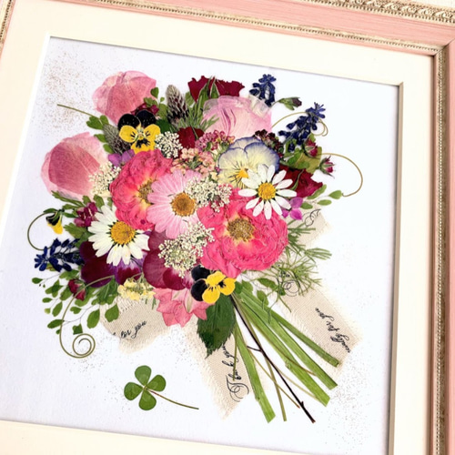 母の日」やインテリアにもピッタリ！おしゃれな花束押し花額002 その他