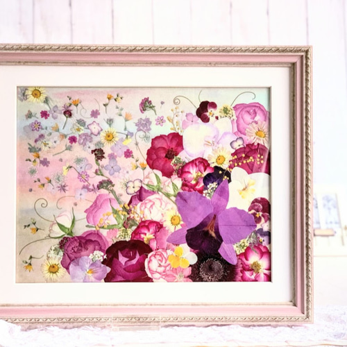 艶やか胡蝶蘭とカトレアの華やか押し花額 その他アート 神戸六甲 艶やか胡蝶蘭とカトレアの華やか押し花額 その他アート 神戸六甲