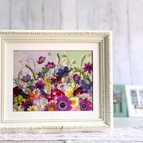 本物の押し花の絵画/額縁有り さとふる限定】押し花絵(36額 ) 生け花風押し花 | 福岡県大牟田