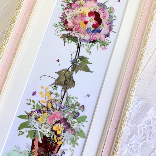 押し花アート✿トピアリー✿押し花額 インテリア雑貨 花 絵画 アート 額装 押し花 押し花アート 押し花額 トピアリー クリスマス フラワー