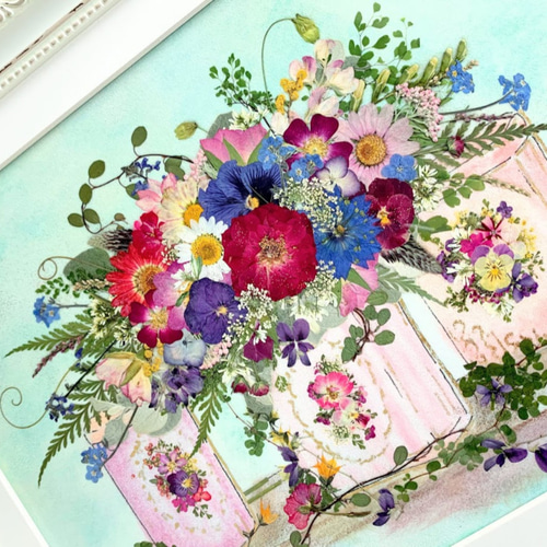お花いっぱい！華麗で豪華な押し花デザインアート額 その他