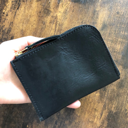 軽くて薄いコンパクトなleather wallet    black/brown 2枚目の画像