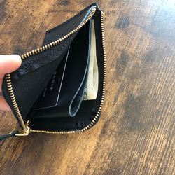 軽くて薄いコンパクトなleather wallet    black/brown 3枚目の画像