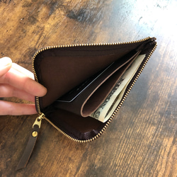 軽くて薄いコンパクトなleather wallet    black/brown 5枚目の画像