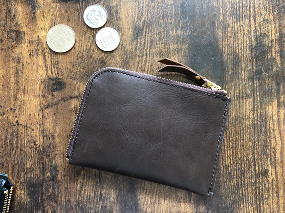 軽くて薄いコンパクトなleather wallet    black/brown 6枚目の画像