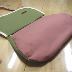 zn-D2 京都ちどりかばん 帆布製 ミニショルダーバッグ 雑嚢 桜とよもぎのツートン仕様 4枚目の画像