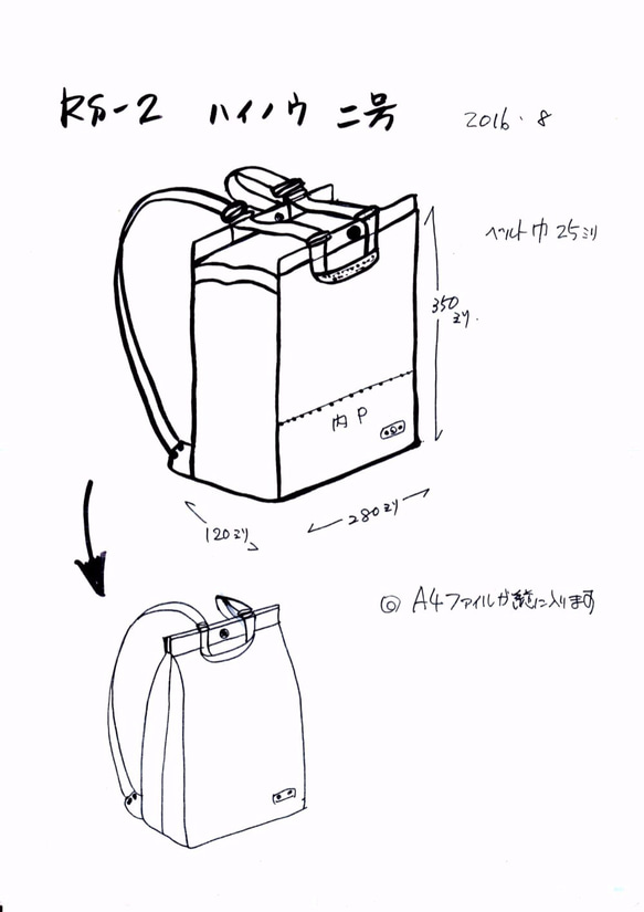 rs-2 京都ちどりかばん 四角い帆布のリュックサック グレー 灰色です 5枚目の画像