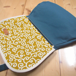 zn的-D京都曲折包帆布製作的迷你單肩包Zatsuno藍美/蔓藤花紋圖案 第1張的照片