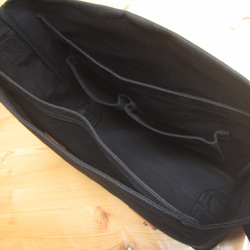 zn-A4s 京都ちどりかばん 帆布製ショルダーバッグ A4型 裏地ナシ 真っ黒 3枚目の画像