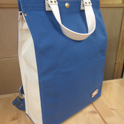 rs-2b京都Chidori包背包，方形帆布藍色和雙色調形成 第1張的照片