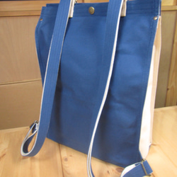 rs-2b京都Chidori包背包，方形帆布藍色和雙色調形成 第2張的照片