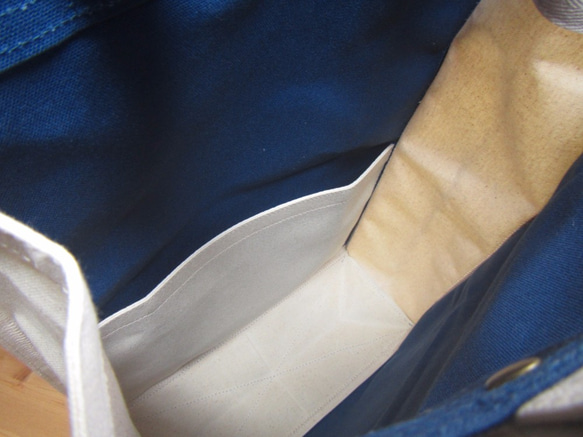 rs-2b京都Chidori包背包，方形帆布藍色和雙色調形成 第4張的照片