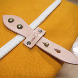 訂單生產/鋅-B5京都曲折包帆布單肩包M尺寸芥末的波爾卡圓點/藍 第4張的照片