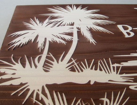 木目調ウェルカムボード「トロピカルビーチ」 3枚目の画像