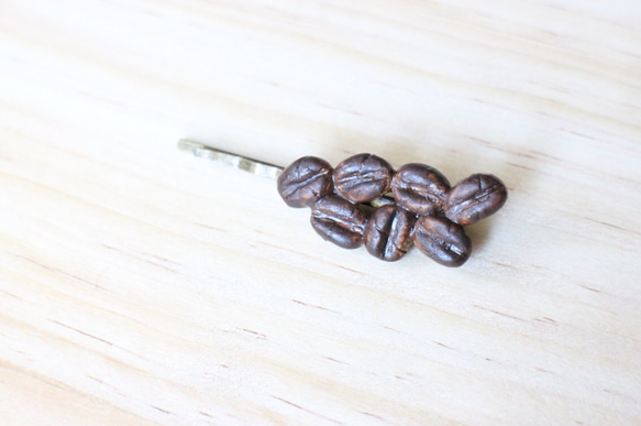 深煎りコーヒー豆ヘアピン 2枚目の画像
