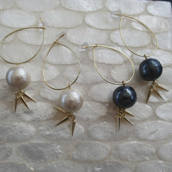 Pearl studs hoop white (No.11) 1枚目の画像