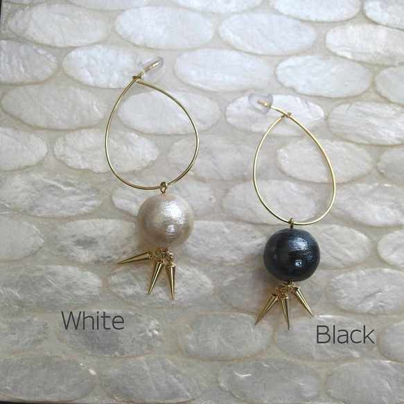 Pearl studs hoop white (No.11) 2枚目の画像