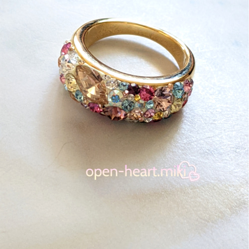 再販15✨【送無】グルーデコリング☆スワロフスキー®クリスタル
