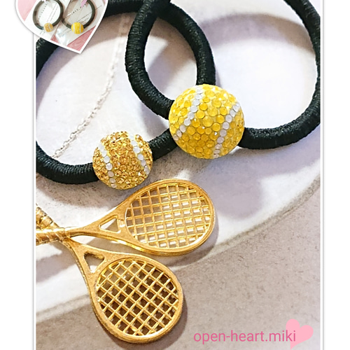 再販18✨【送料無料】グルーデコ☆きらきらテニスボール☆ヘアゴム透明