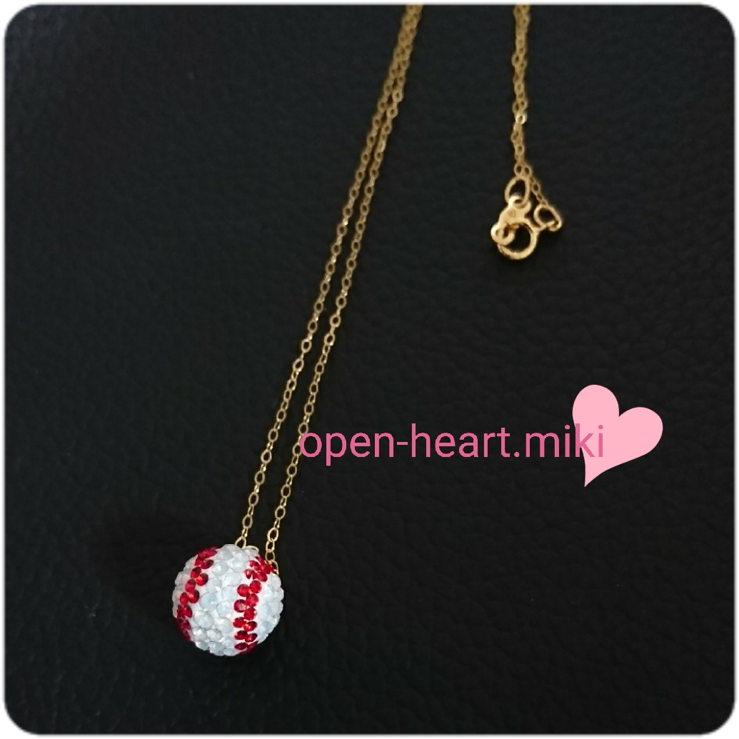 再再再再再再再再販✨【送無】14kgfネックレス☆グルーデコ ☆ 野球ボール⚾✨ スワロフスキー®クリスタル