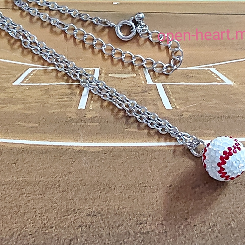 再再再販⚾【送無】ネックレス（シルバー色）グルーデコ ☆ 野球