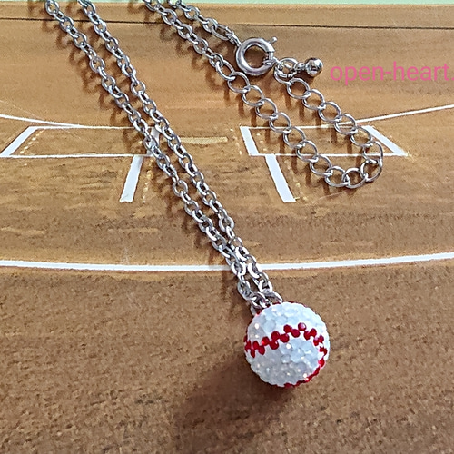 ビッグ割引 再再再販⚾【送無】ネックレス（シルバー色）グルーデコ ☆ 野球 指輪・リング