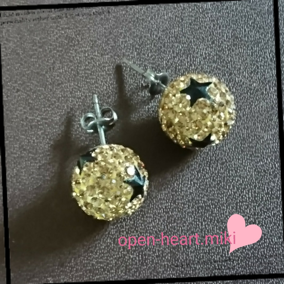 【送無】グルーデコ ピアス✨星&ライトコロラドトパーズ✨スワロフスキー®クリスタル✴ 1枚目の画像