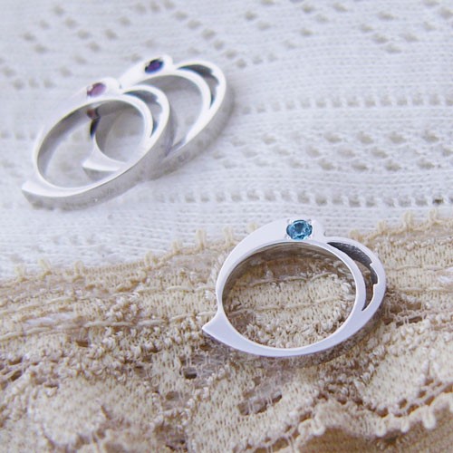 ご出産のお祝いにベビーリング【ハート/シルバー/天然石】