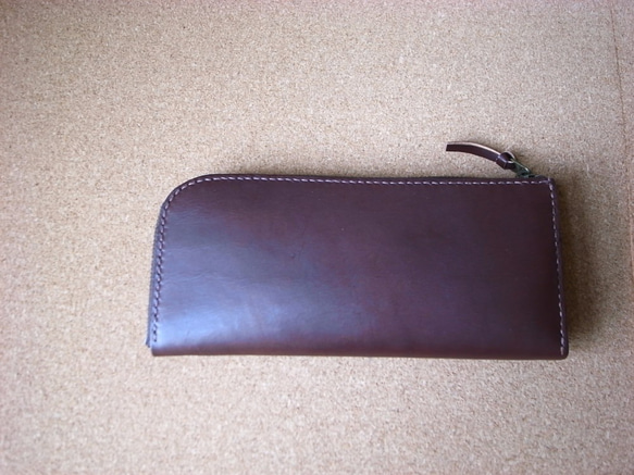 Ｌ字ファスナーの長財布（焦げ茶） 1枚目の画像