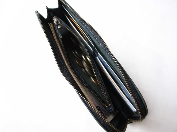 L形拉鍊的錢包（黑色） 第3張的照片