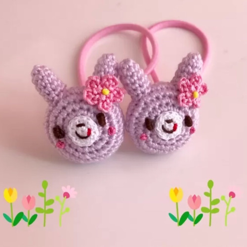 うさぎちゃん♩あみぐるみヘアゴム【受注製作】 ヘアゴム まこぷ 通販