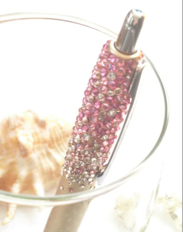 『再販☆人気』桜色のスワロフスキーデコレーションボールペン（デコシャープペン/桜色） 2枚目の画像