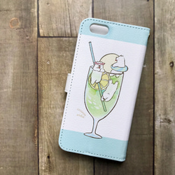 シロクマとクリームソーダ 手帳型iPhone&Androidケース 3枚目の画像