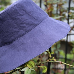 リバティの布とリネン・ブルーの帽子 3枚目の画像