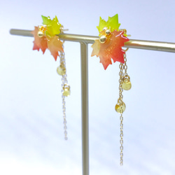 Platanus 梧桐樹-紅葉造型耳環 第2張的照片