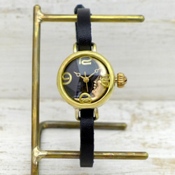 “CrescentMoon4-LB”20mmBrass Crescent 黑色錶盤手鍊式手工鐘錶 [365CM4] 第5張的照片