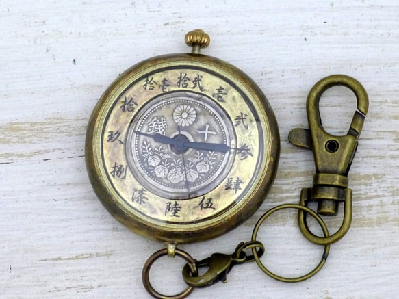 “Wanokoku Kairoku”10 仙硬幣和大錶盤約 44 毫米黃銅小丸袖珍手工手錶 [JUM169] 第4張的照片