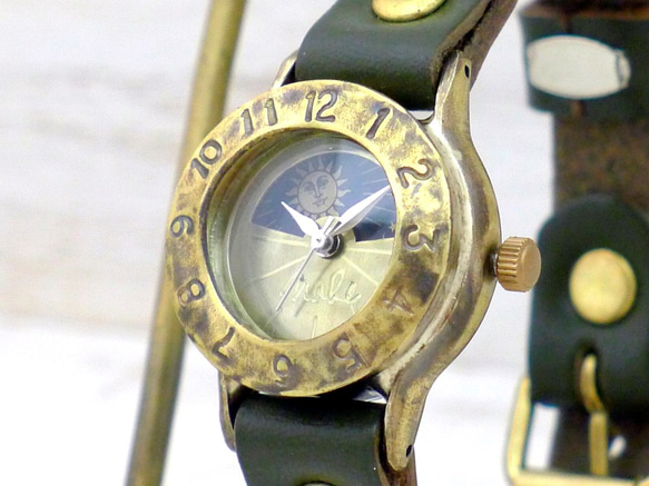 "Strap Lady-B-S&M" Lady's Brass Sun&Moon 手作り腕時計 [289S&M] 1枚目の画像