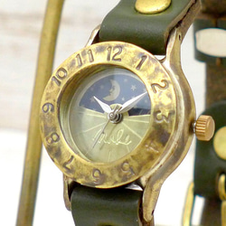 "Strap Lady-B-S&M" Lady's Brass Sun&Moon 手作り腕時計 [289S&M] 2枚目の画像