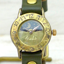 "Strap Lady-B-S&M" Lady's Brass Sun&Moon 手作り腕時計 [289S&M] 5枚目の画像