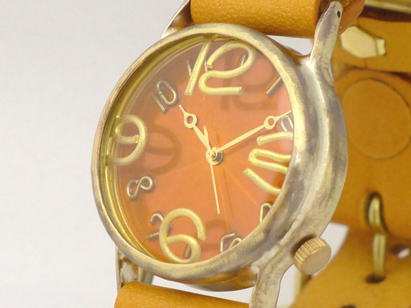 "J.S.B.2" OR(ｵﾚﾝｼﾞ) JUMBO Brass(真鍮) 手作り腕時計 [JUM38B OR/CA] 4枚目の画像
