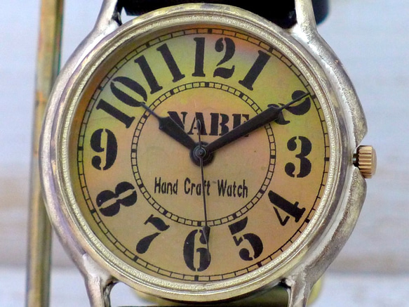 "J.B" ステンシル文字 JUMBO36mm Brass 手作り腕時計 [JUM31 ステンシル] 1枚目の画像