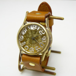"On Time3-B" SVインデックス 32mmBrass(真鍮) 手作り腕時計 [355 SVインデックス] 1枚目の画像