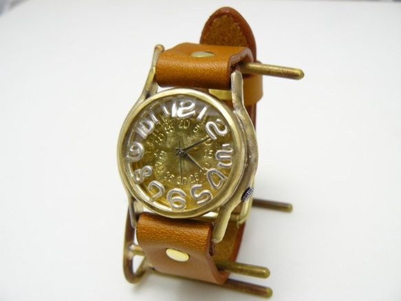 "On Time3-B" SVインデックス 32mmBrass(真鍮) 手作り腕時計 [355 SVインデックス] 1枚目の画像