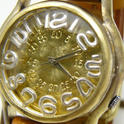 "On Time3-B" SVインデックス 32mmBrass(真鍮) 手作り腕時計 [355 SVインデックス] 2枚目の画像