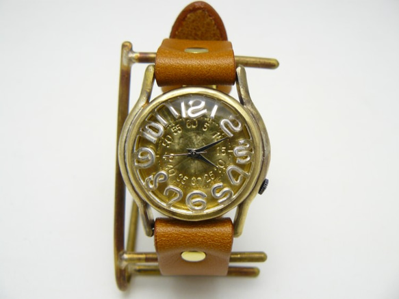 "On Time3-B" SVインデックス 32mmBrass(真鍮) 手作り腕時計 [355 SVインデックス] 3枚目の画像